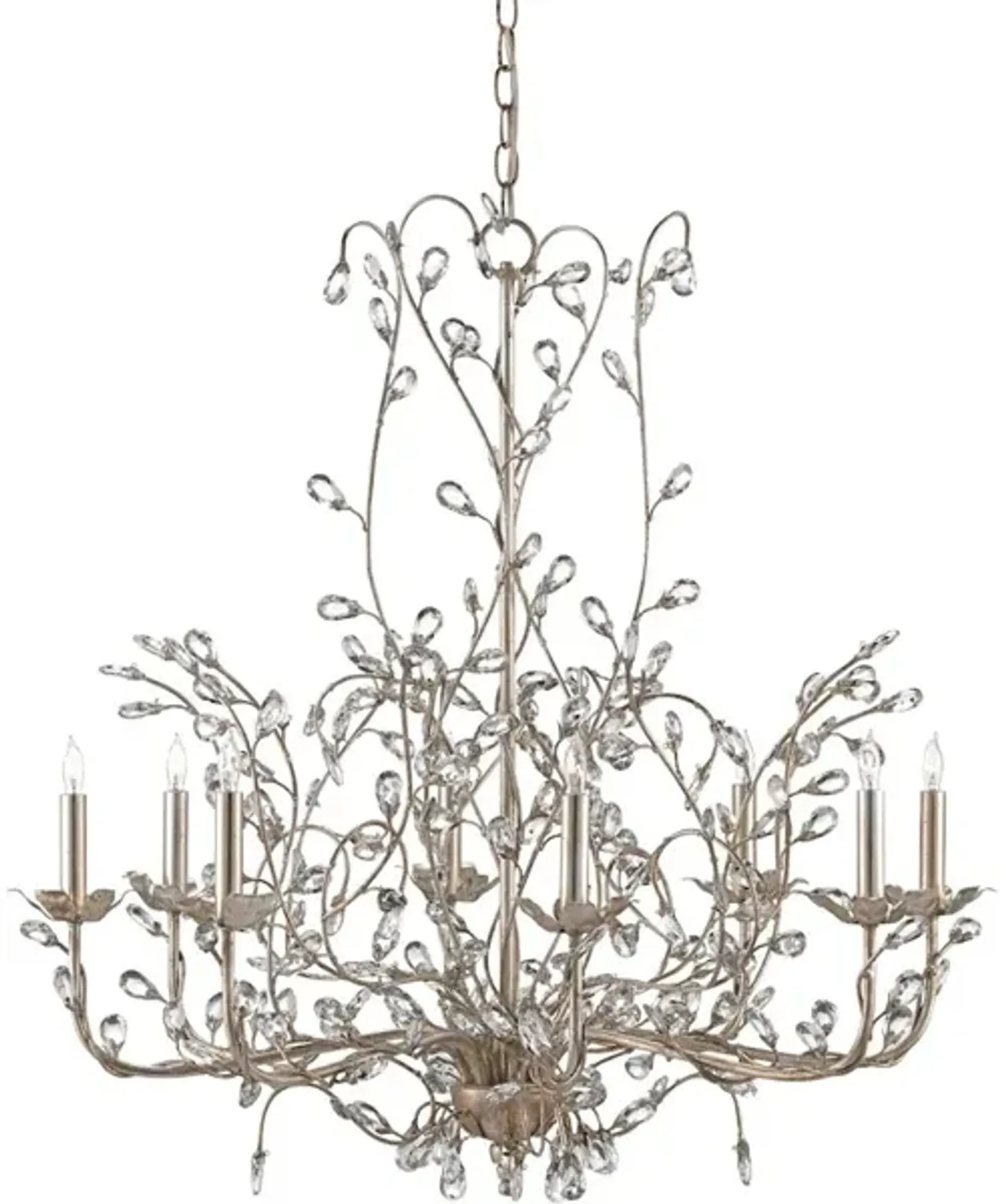 Crystal Bud Large Silver Chandelier