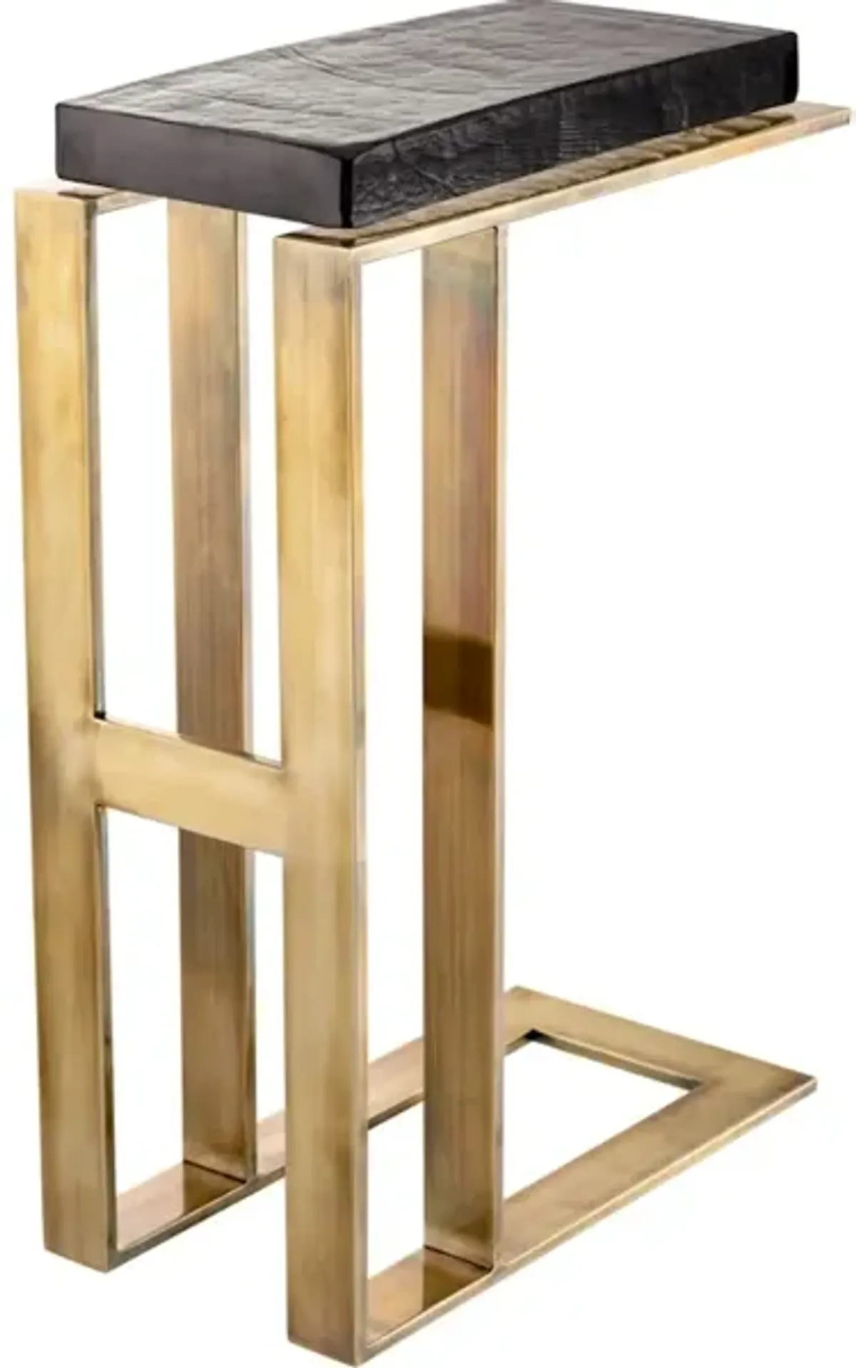 Pierre vintage brass finish clear glass Side Table