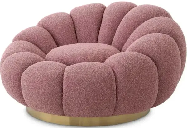 Mello Swivel Chair in Boucl rose