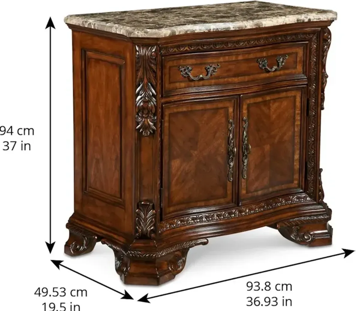 Old World-Stone Top Door Nightstand