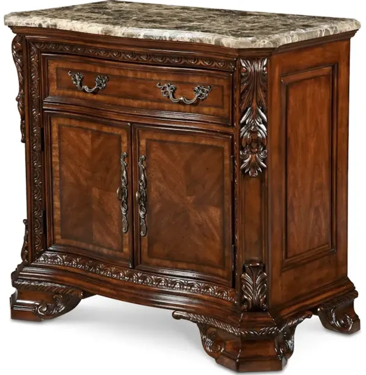 Old World-Stone Top Door Nightstand