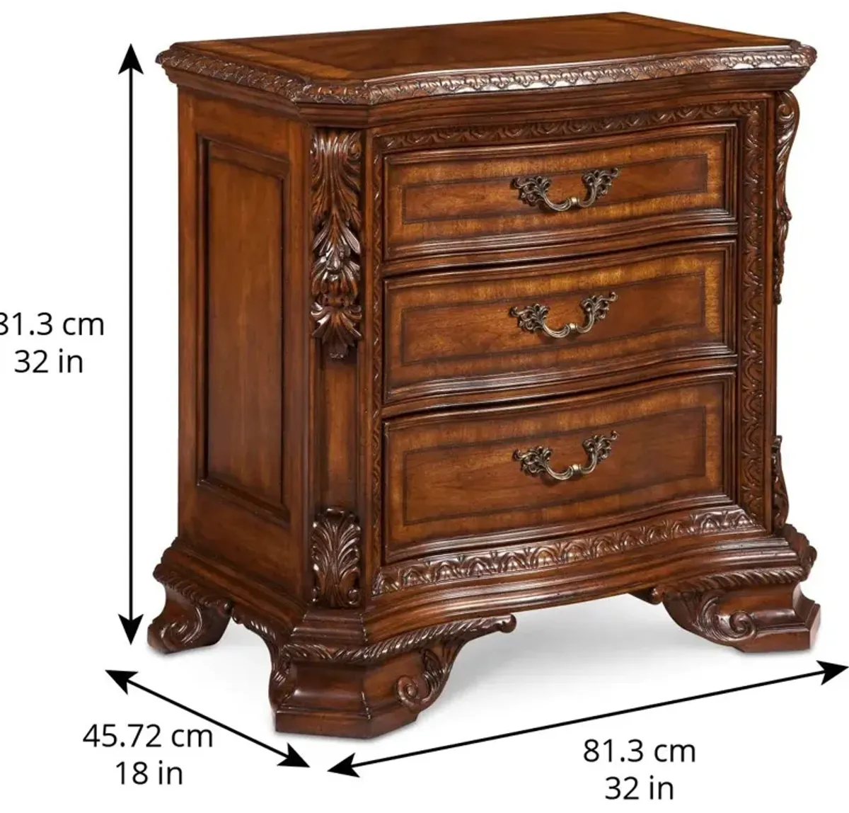 Old World-Wood Top Bedside Chest