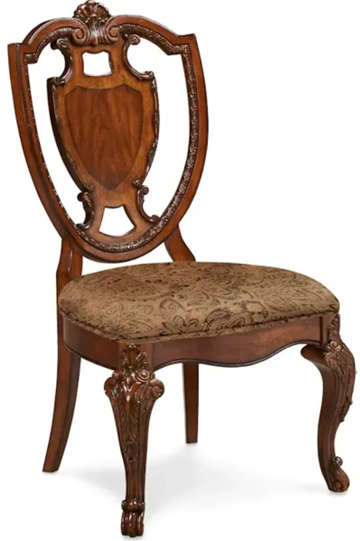 Old World Shield Back Side Chair with Fabric