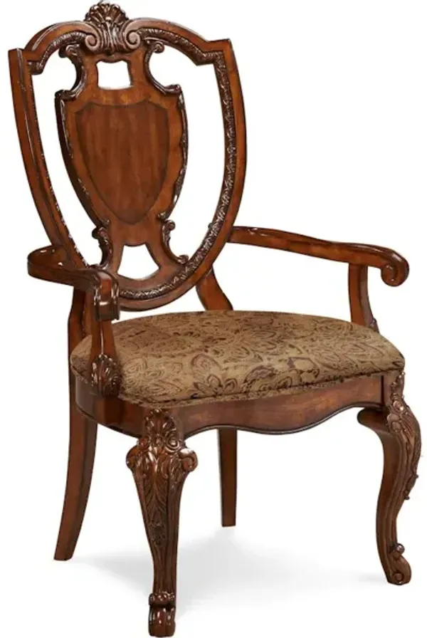 Old World Shield bk Arm Chair- Fabric