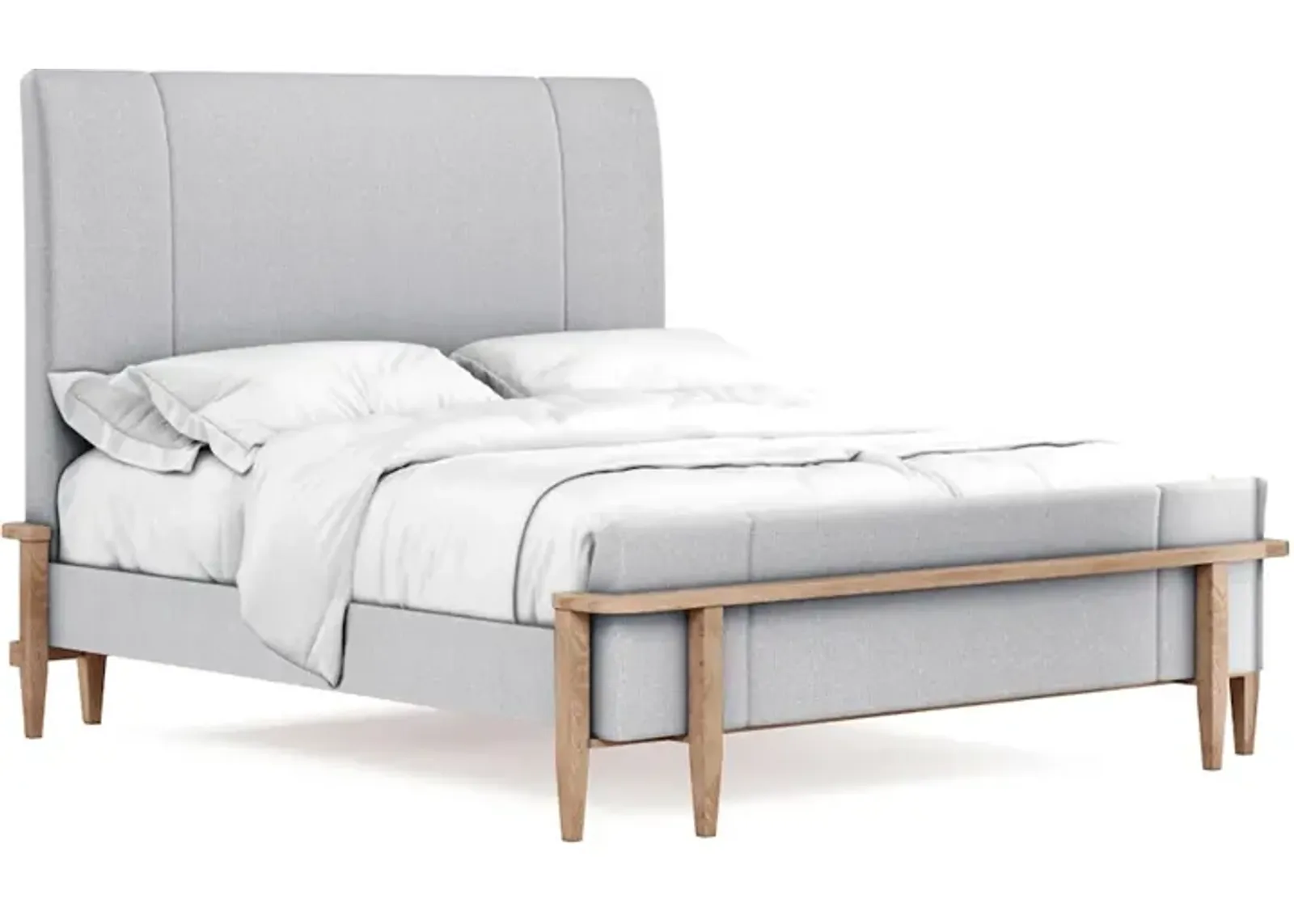 Post-5/0 Upholstered Panel Queen Bed