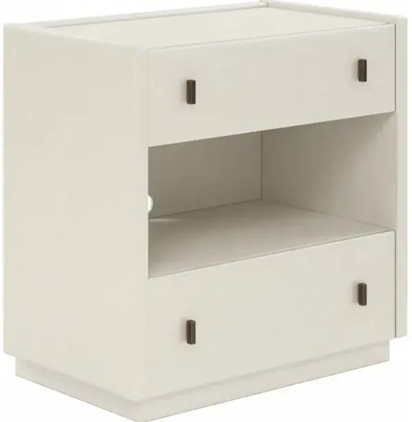 Blanc 2 Drawer Nightstand With Open Shelf