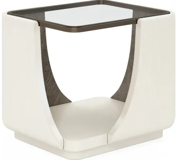 Blanc End Table With Glass Top