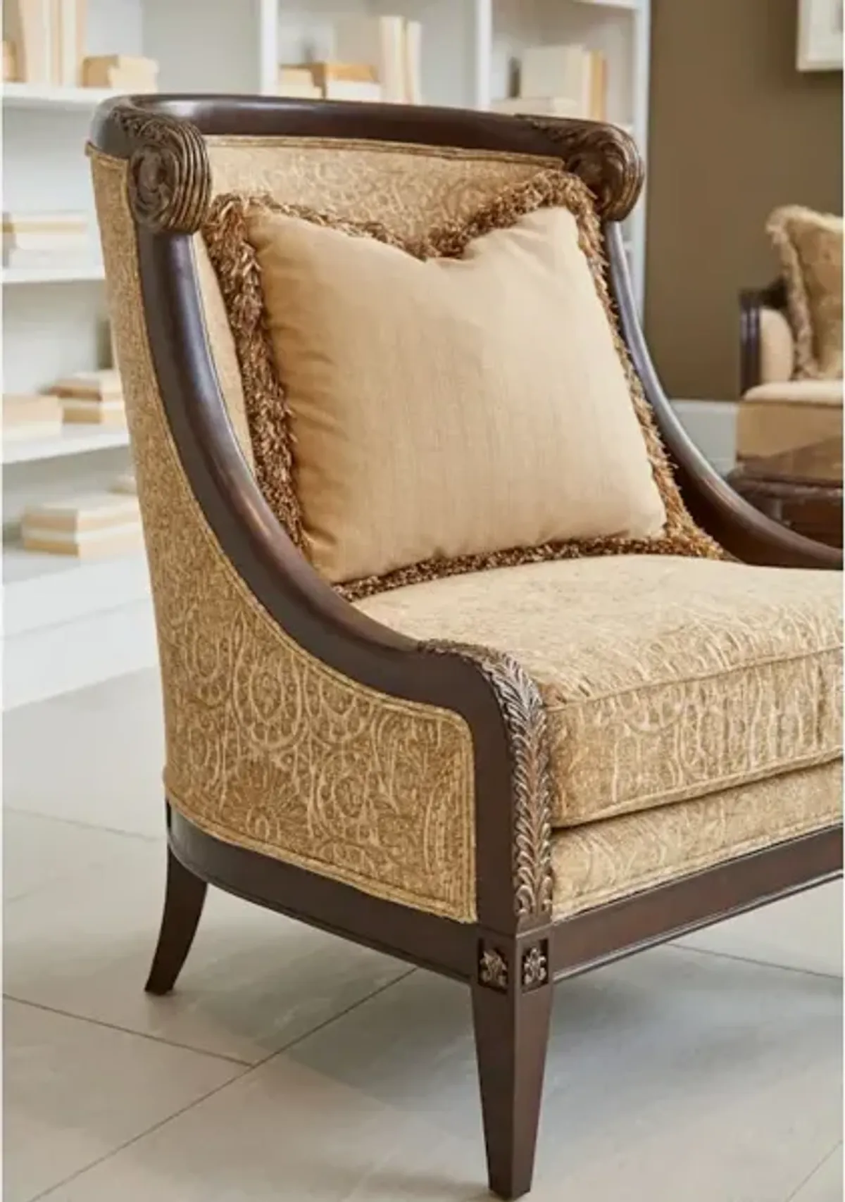 Giovanna Carved Wood Accent Chair