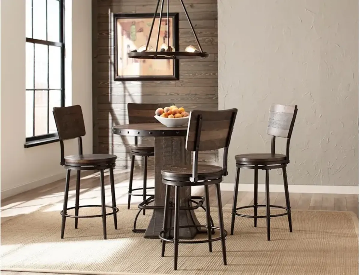Jennings 5-Piece Round Counter Height Dining Set with Swivel Counter Stools