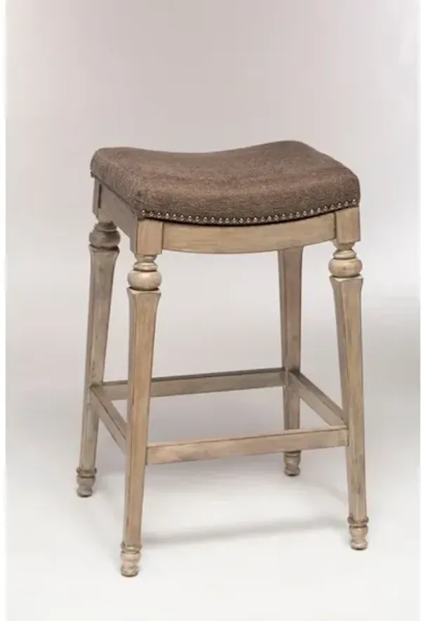 Vetrina Backless Non-Swivel Counter Stool with Gray Fabric