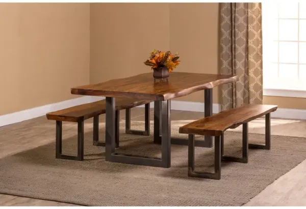 Emerson 3-Piece Rectangle Dining Set with Two (2) Benches - Natural Sheesham