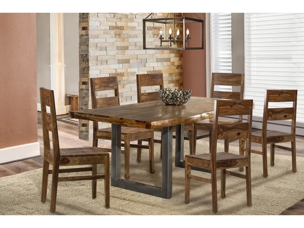 Emerson 7-Piece Rectangle Dining Set with Wood Chairs - Natural Sheesham