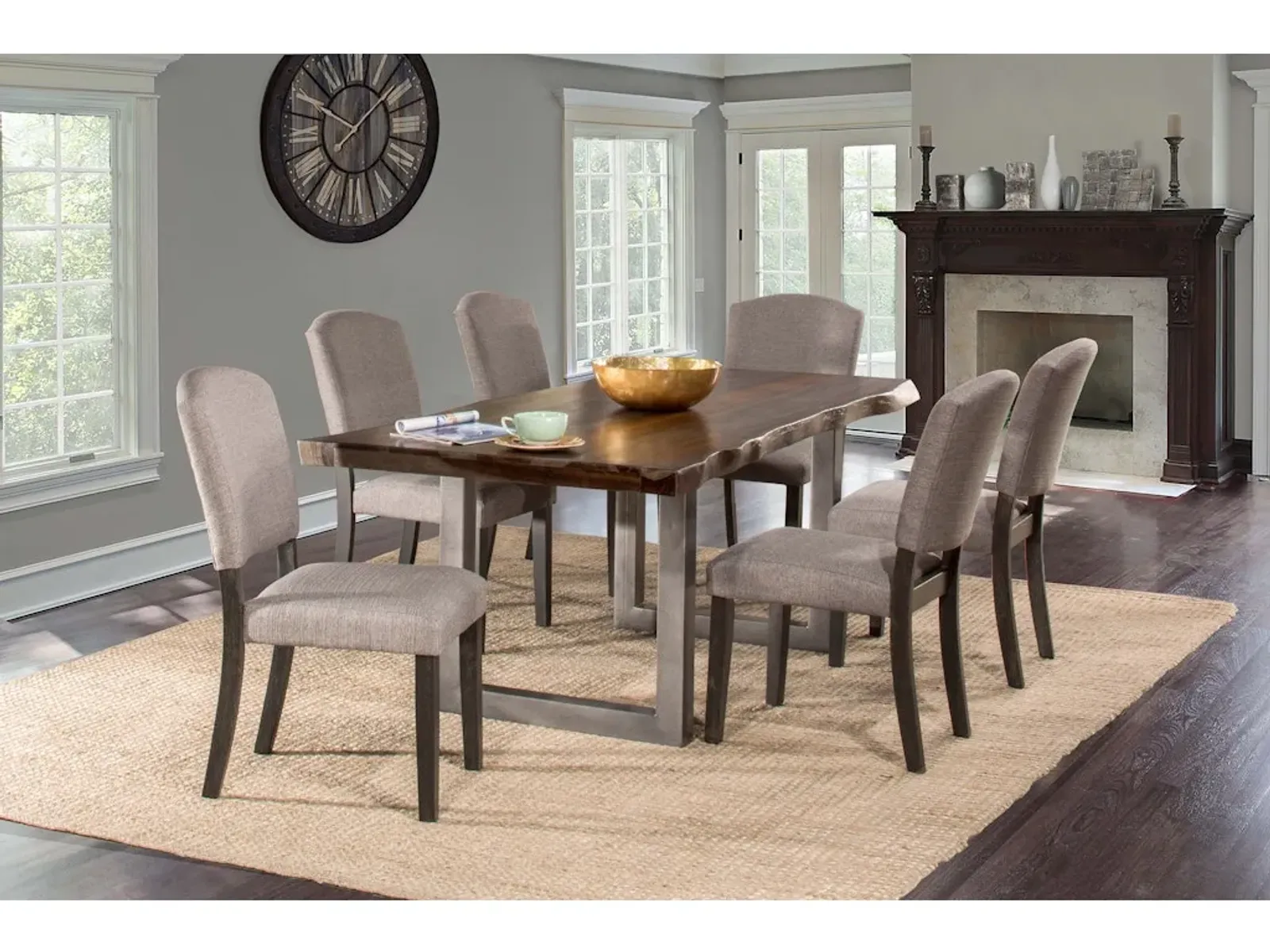 Emerson 5-Piece Rectangle Dining Set - Gray Sheesham