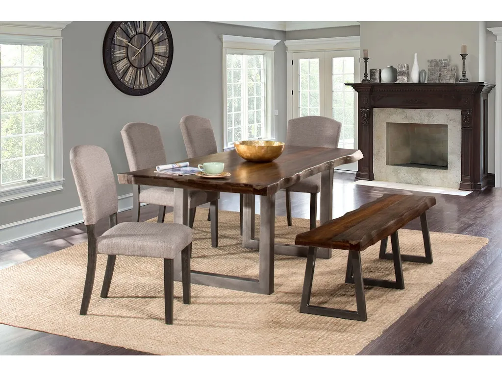 Emerson 6-Piece Rectangle Dining Set with One (1) Bench and Four (4) Chairs - Gray Sheesham