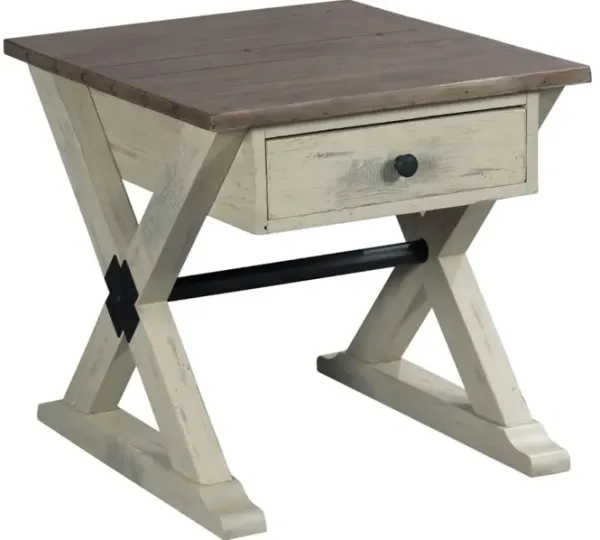Trestle Drawer End Table
