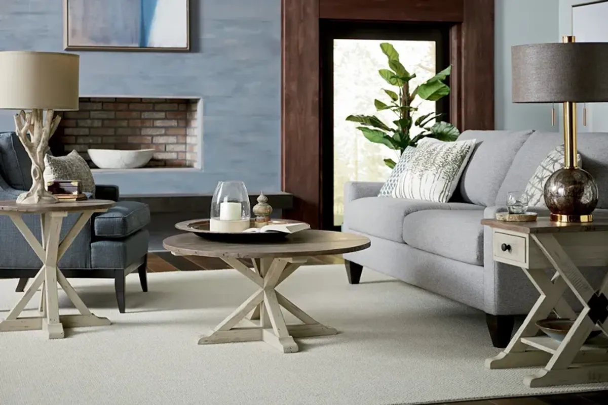 Trestle Round End Table