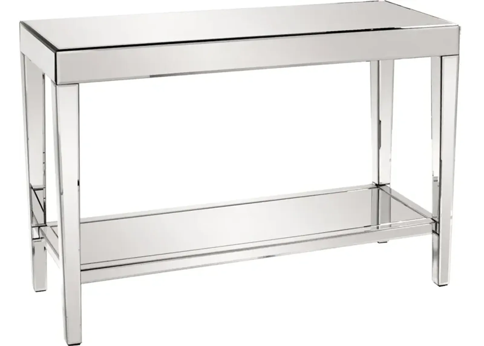 Mirrored Console Table with a Bottom Shelf