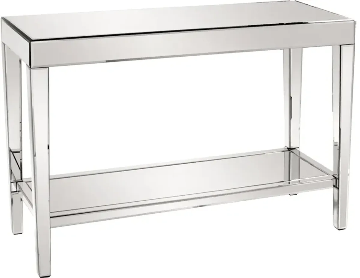 Mirrored Console Table with a Bottom Shelf