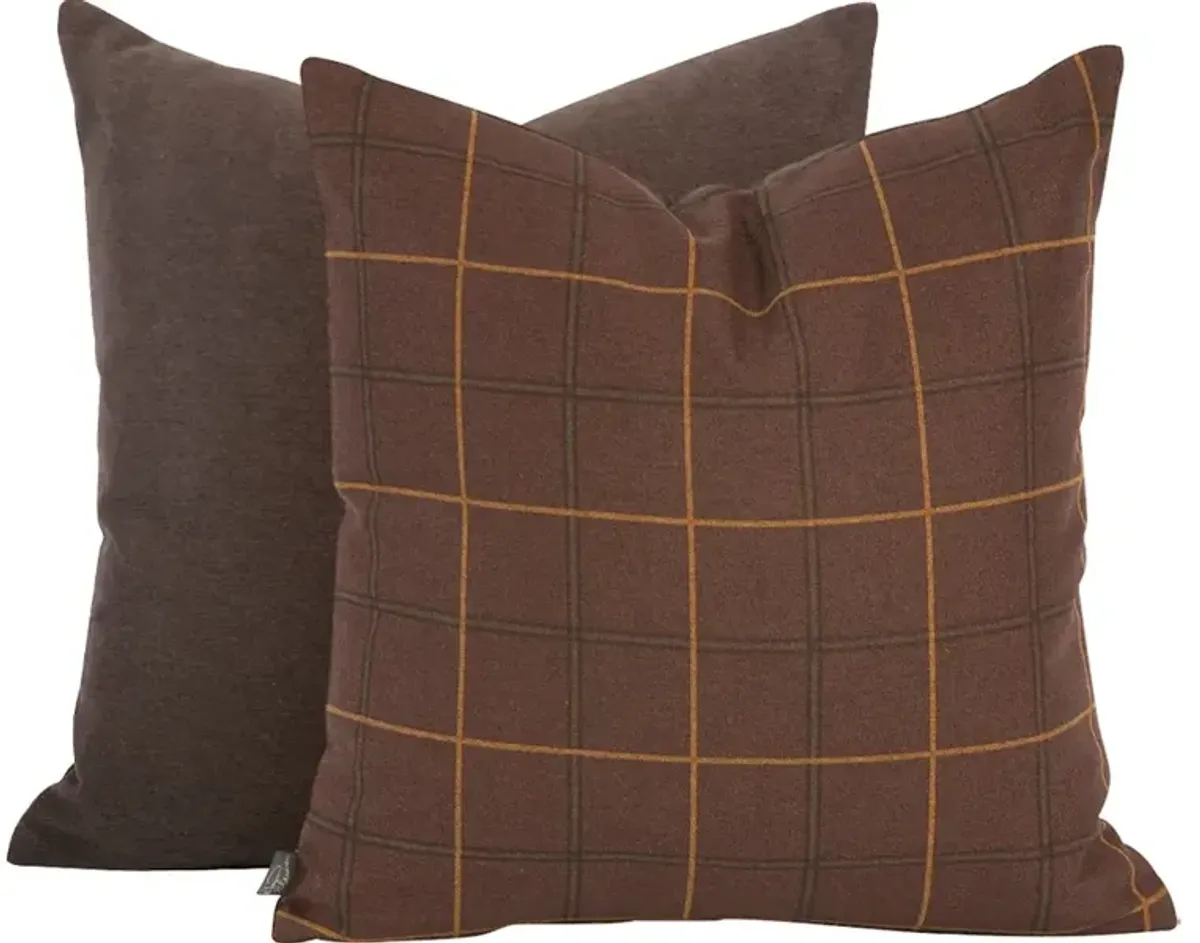 20 x 20 Pillow Oxford Chocolate - Down Insert