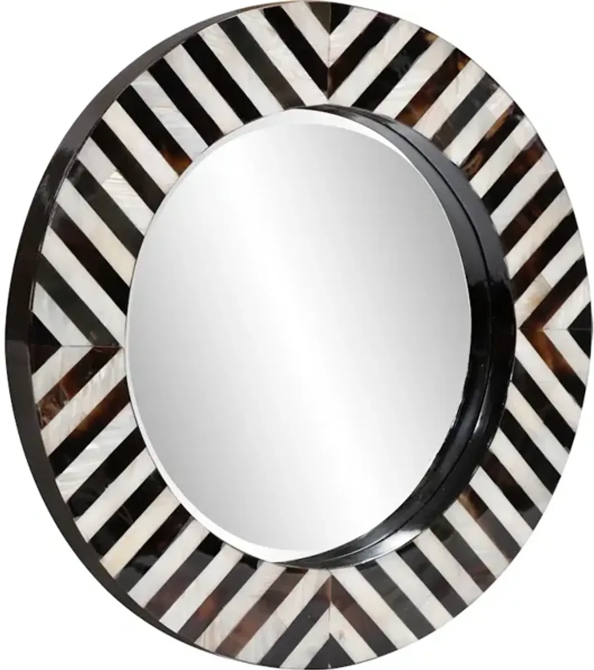 Julianna Round Horn and Shell Tiled Mirror