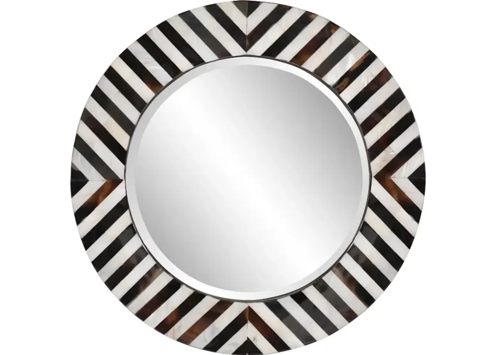 Julianna Round Horn and Shell Tiled Mirror