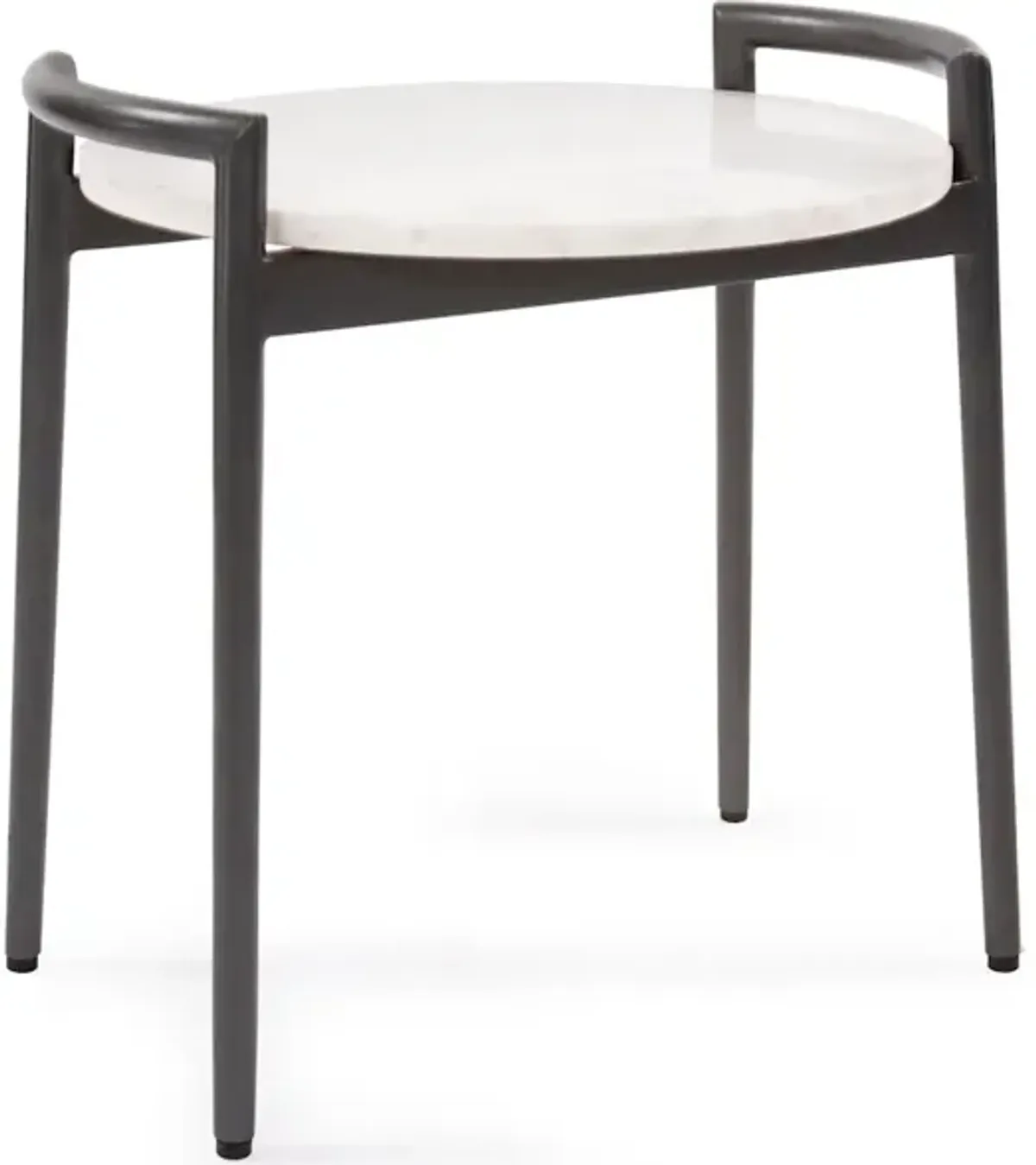 Round Side Table with White Marble Top