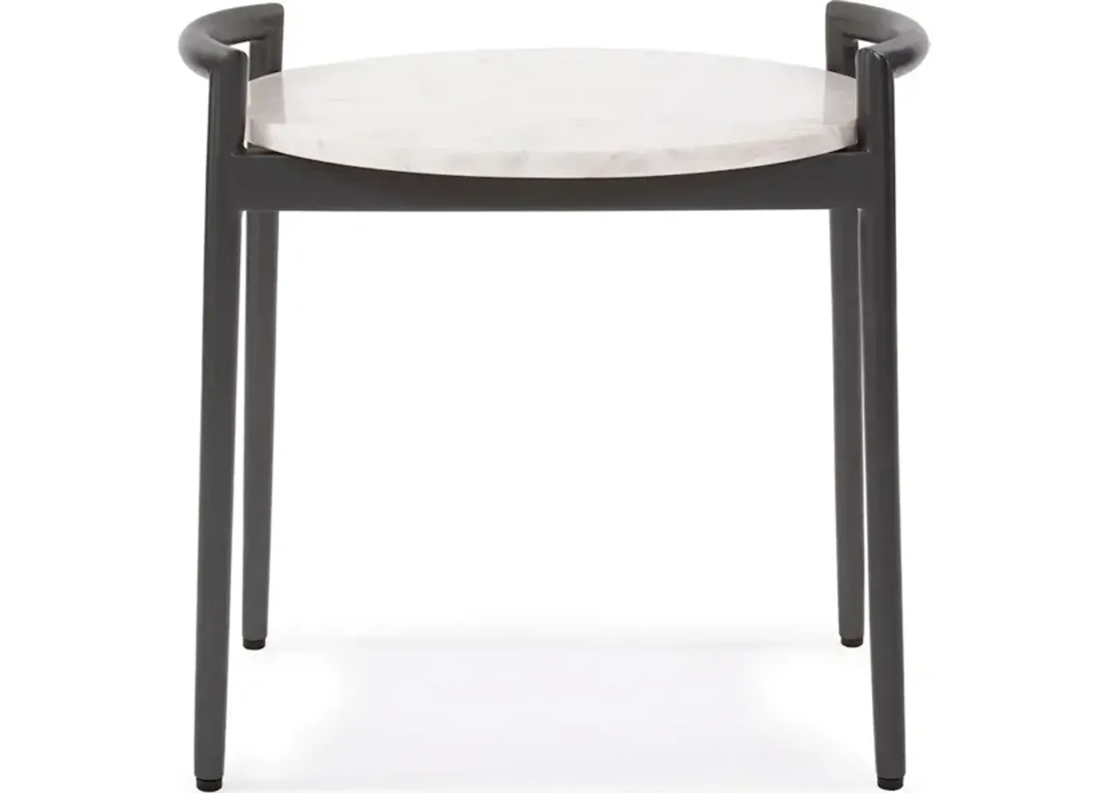 Round Side Table with White Marble Top