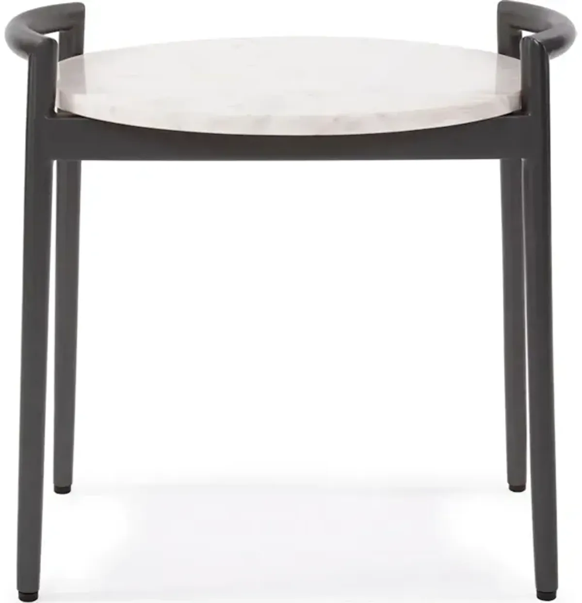 Round Side Table with White Marble Top