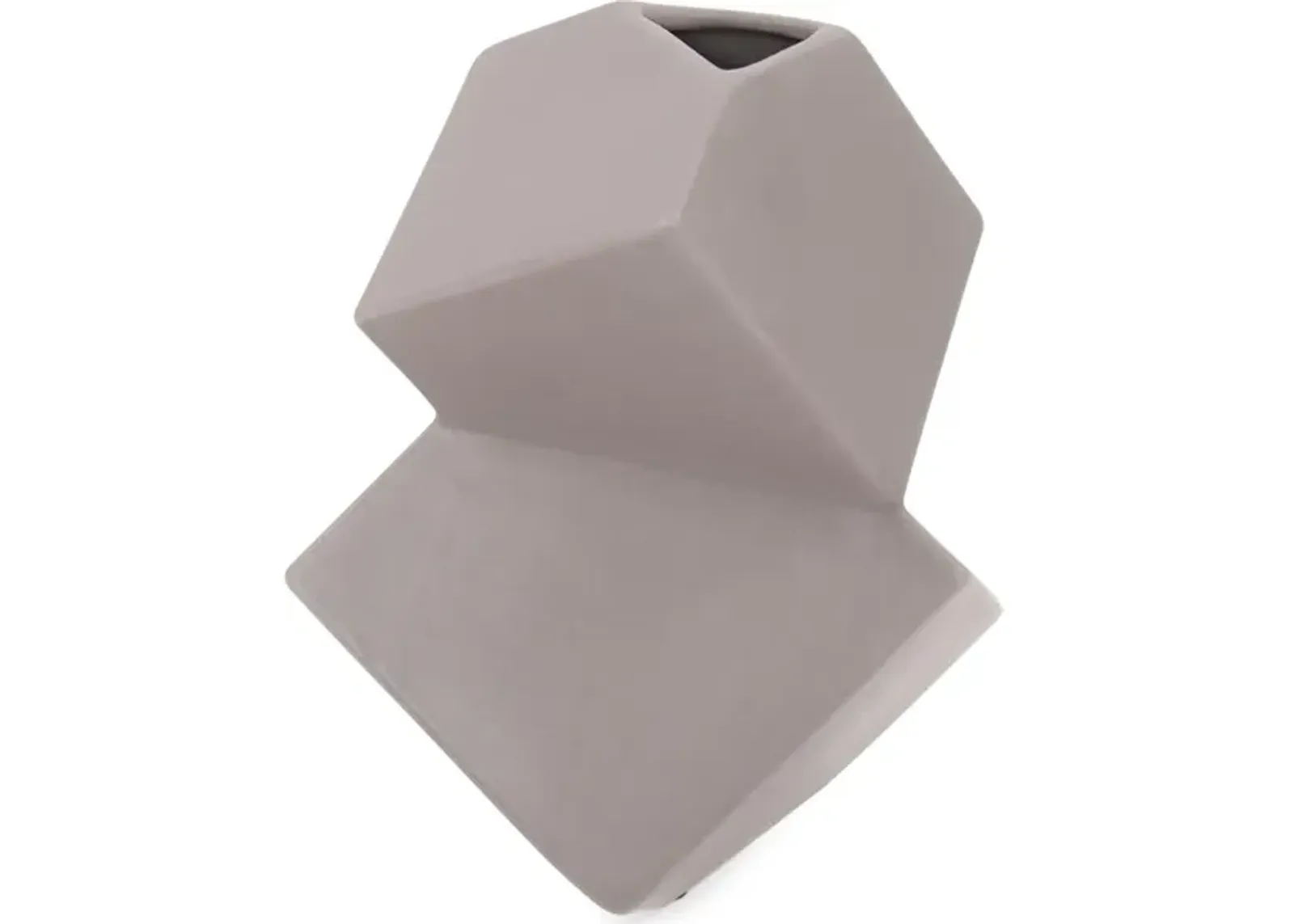 Taupe Ceramic Cubic Vase Small