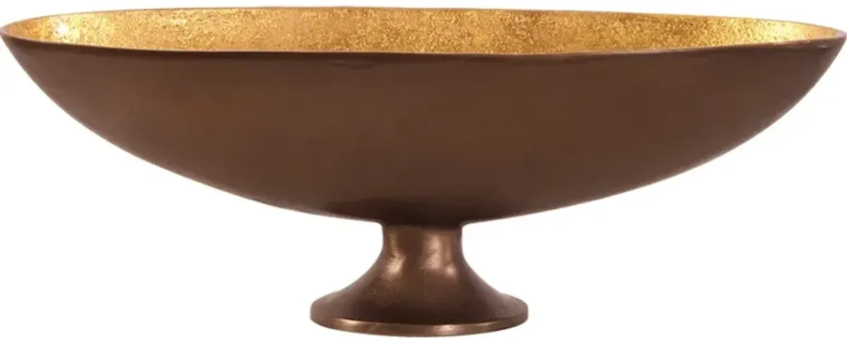 Oblong Bronze Footed Bowl with Gold Luster - Medium