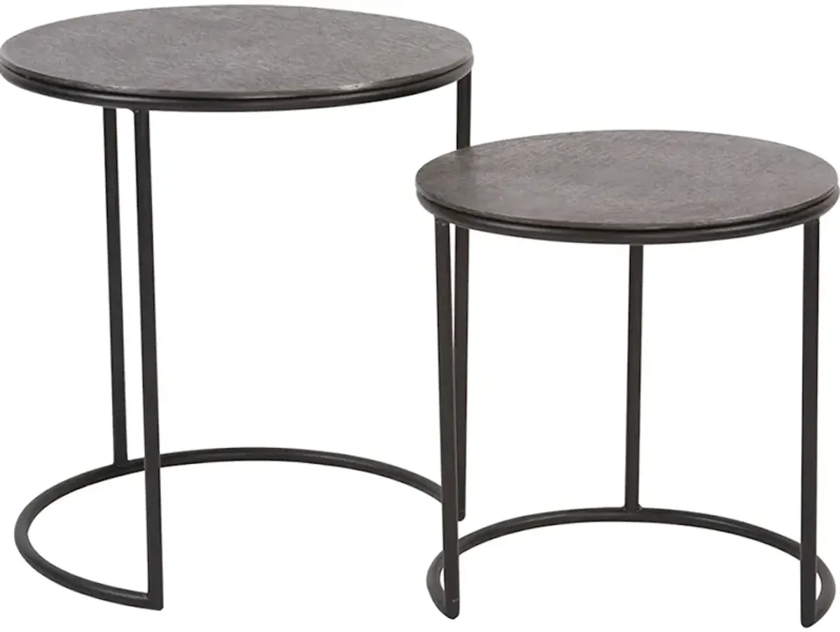 Graphite Metal Round Nesting Table Set