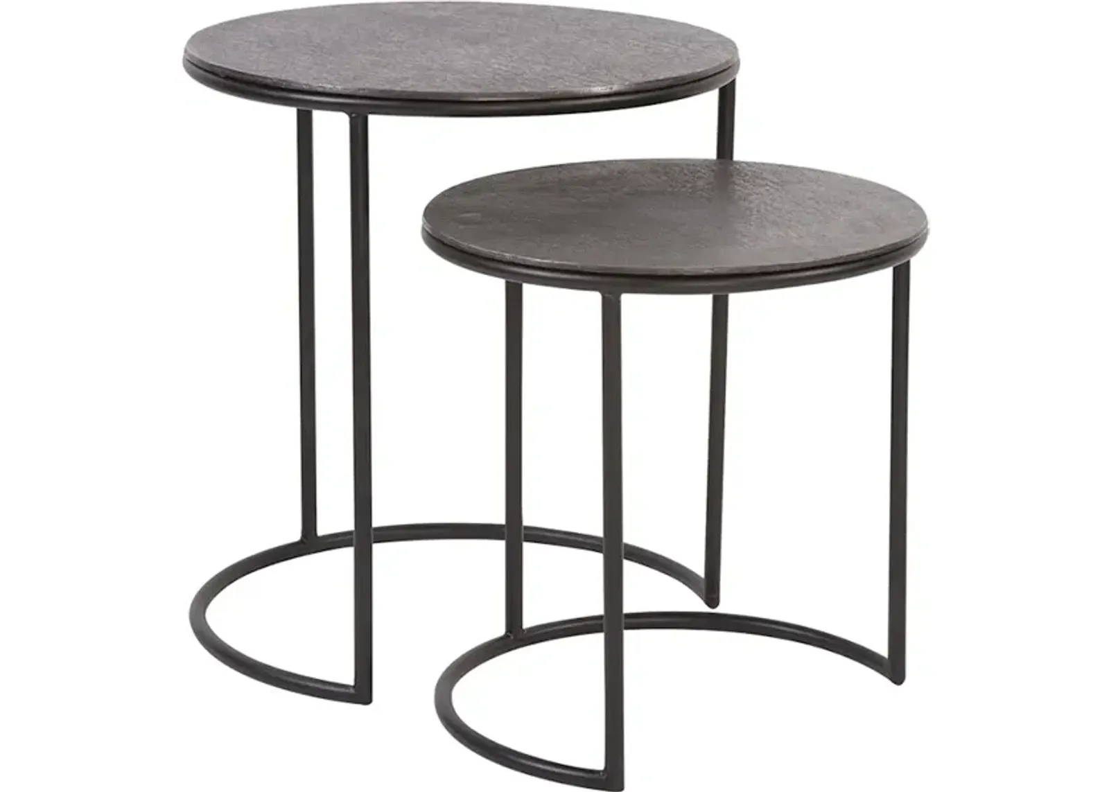 Graphite Metal Round Nesting Table Set