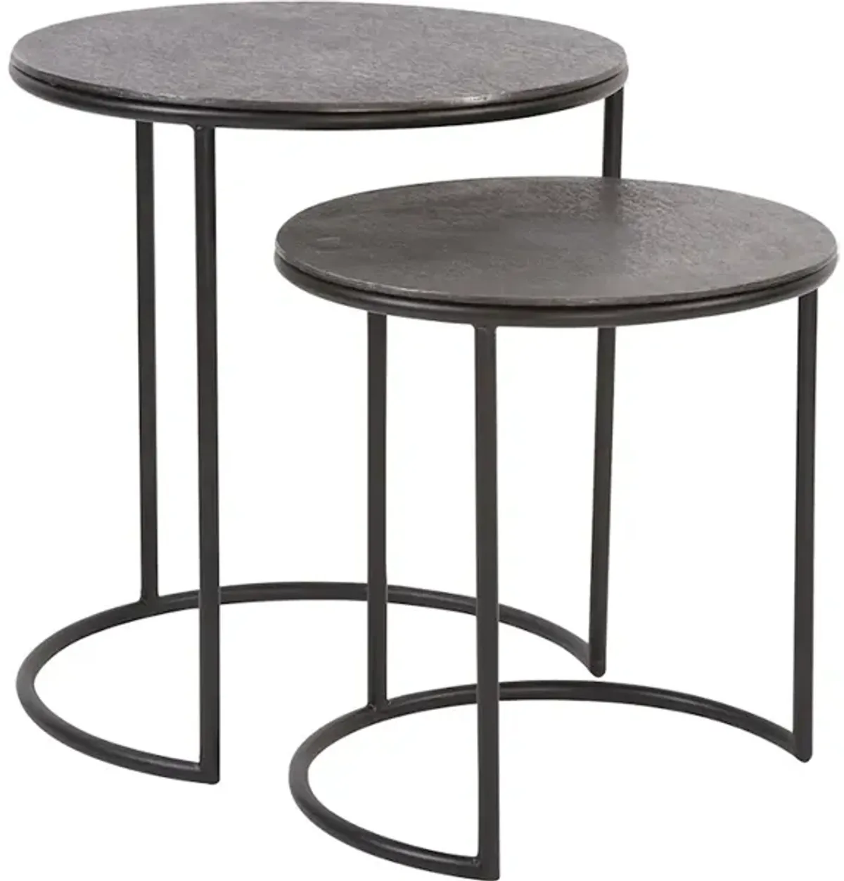 Graphite Metal Round Nesting Table Set