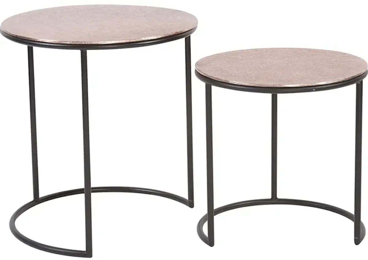 Copper Metal Round Nesting Table Set