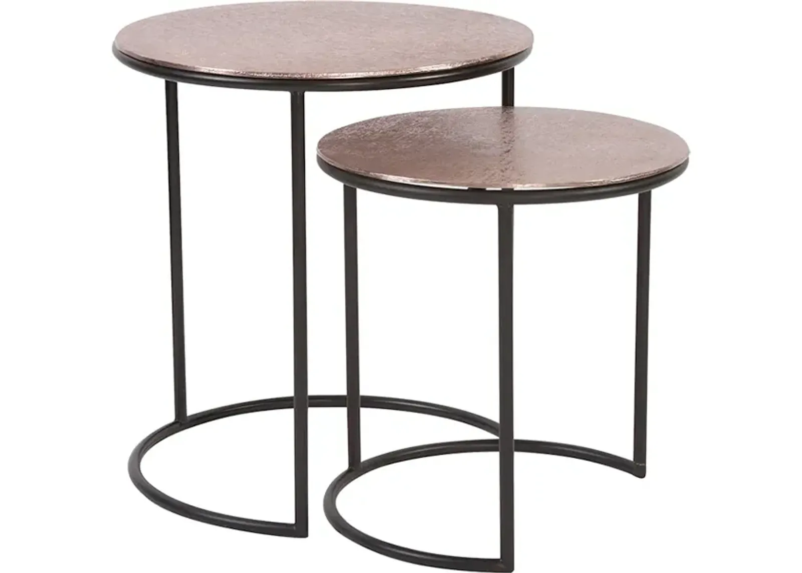 Copper Metal Round Nesting Table Set