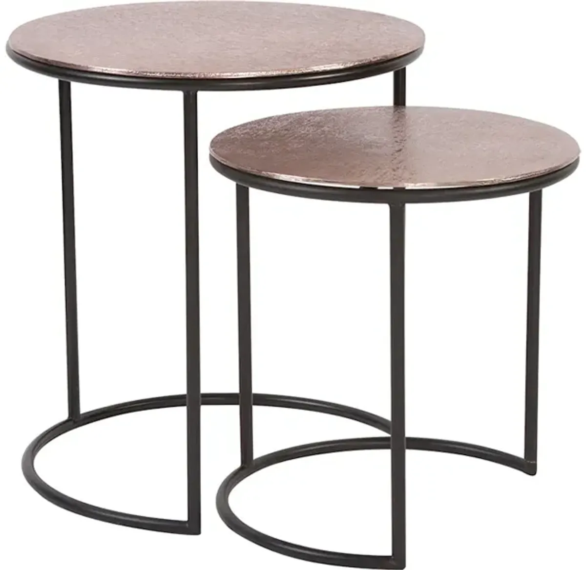 Copper Metal Round Nesting Table Set