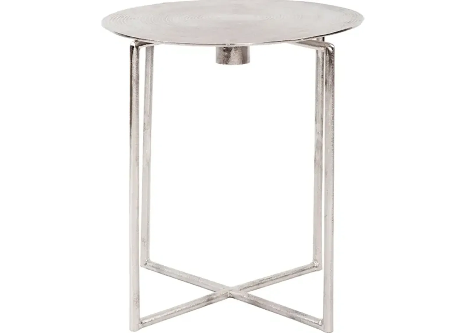 Raw Silver Spiral Top Accent Table