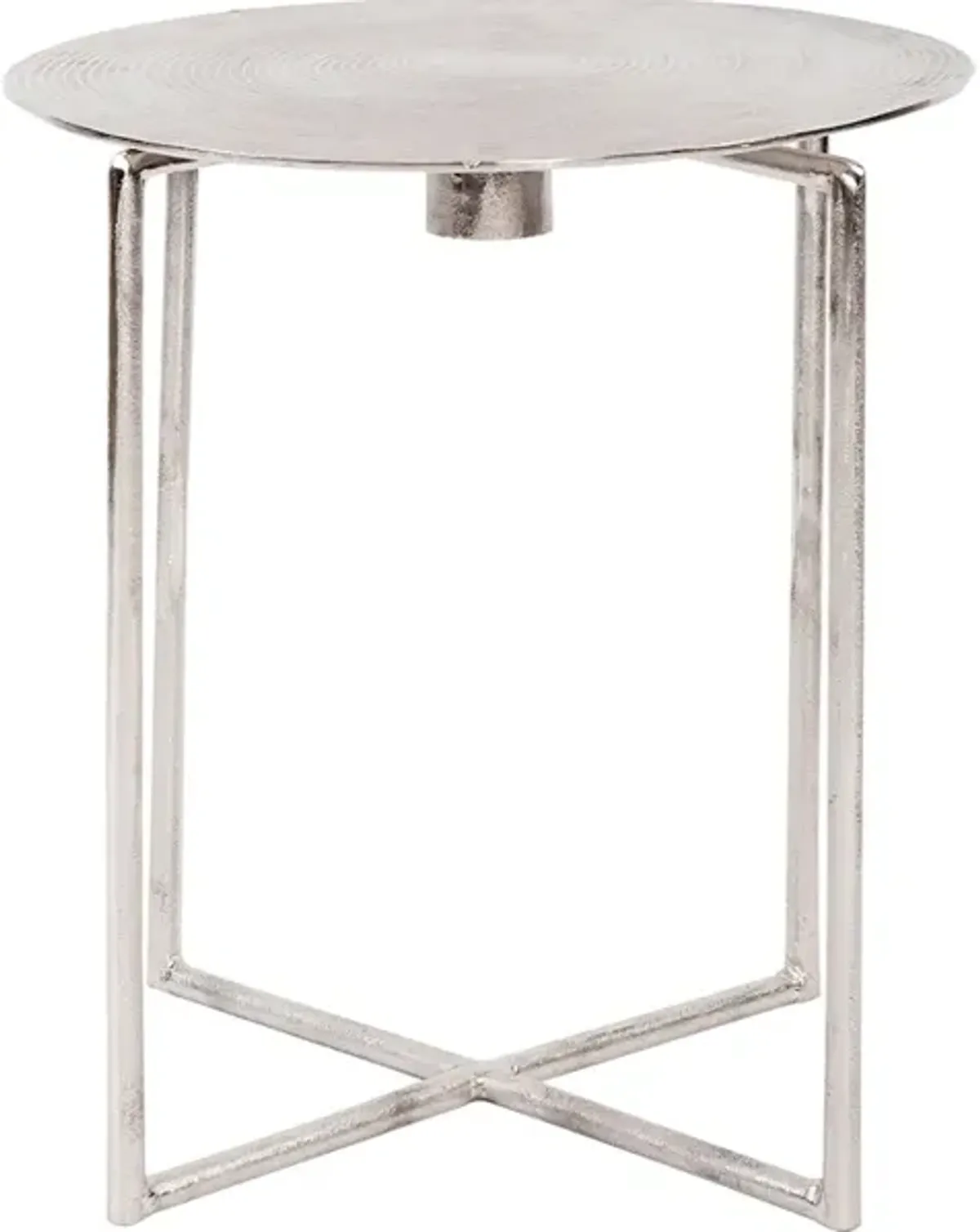 Raw Silver Spiral Top Accent Table