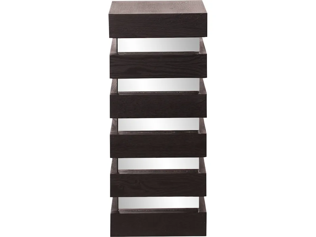 Stepped Black Wood Veneer Pedestal with Mirror - Medium