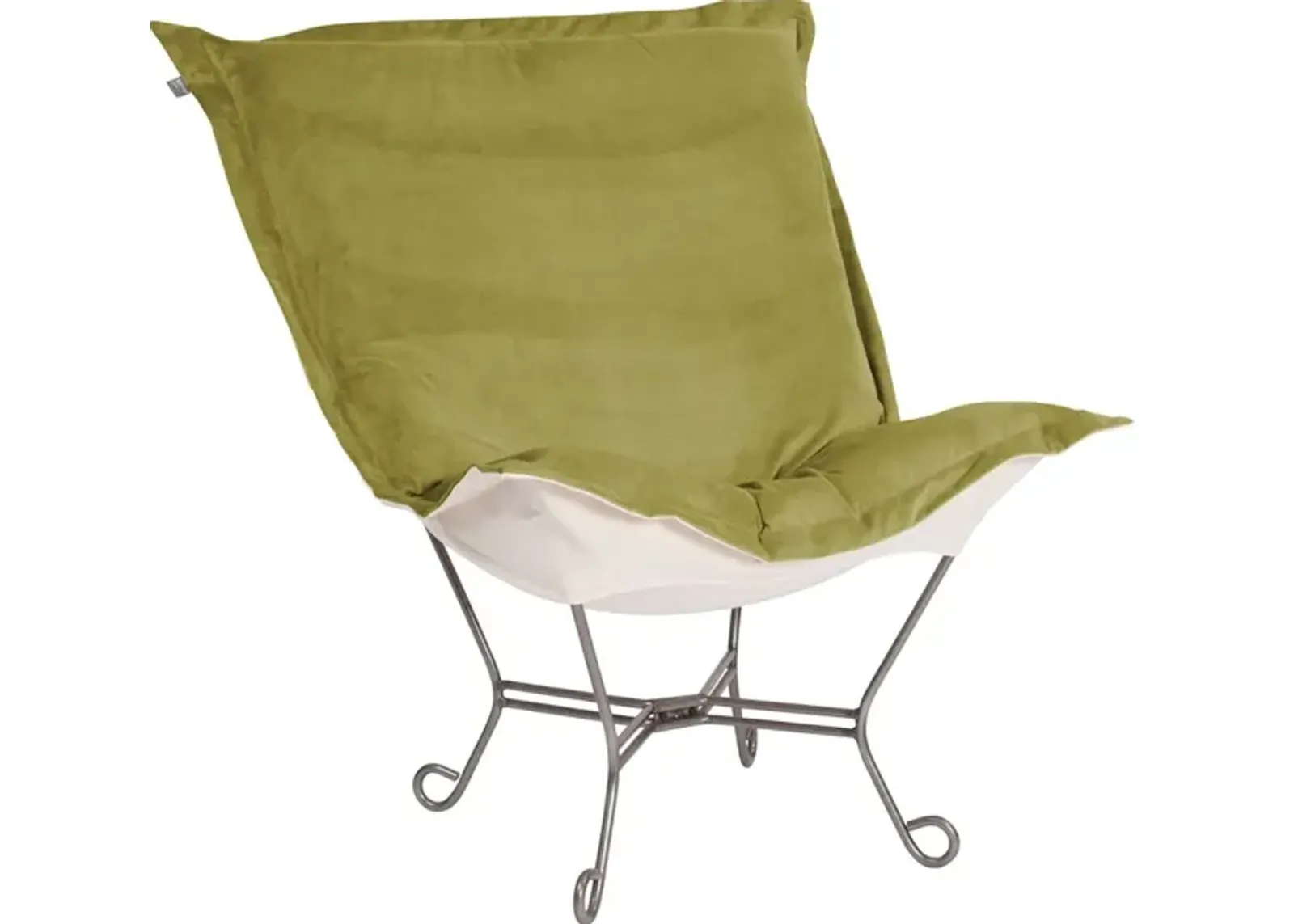 Scroll Puff Chair Bella Moss Titanium Frame