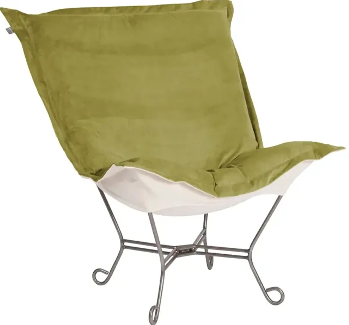 Scroll Puff Chair Bella Moss Titanium Frame