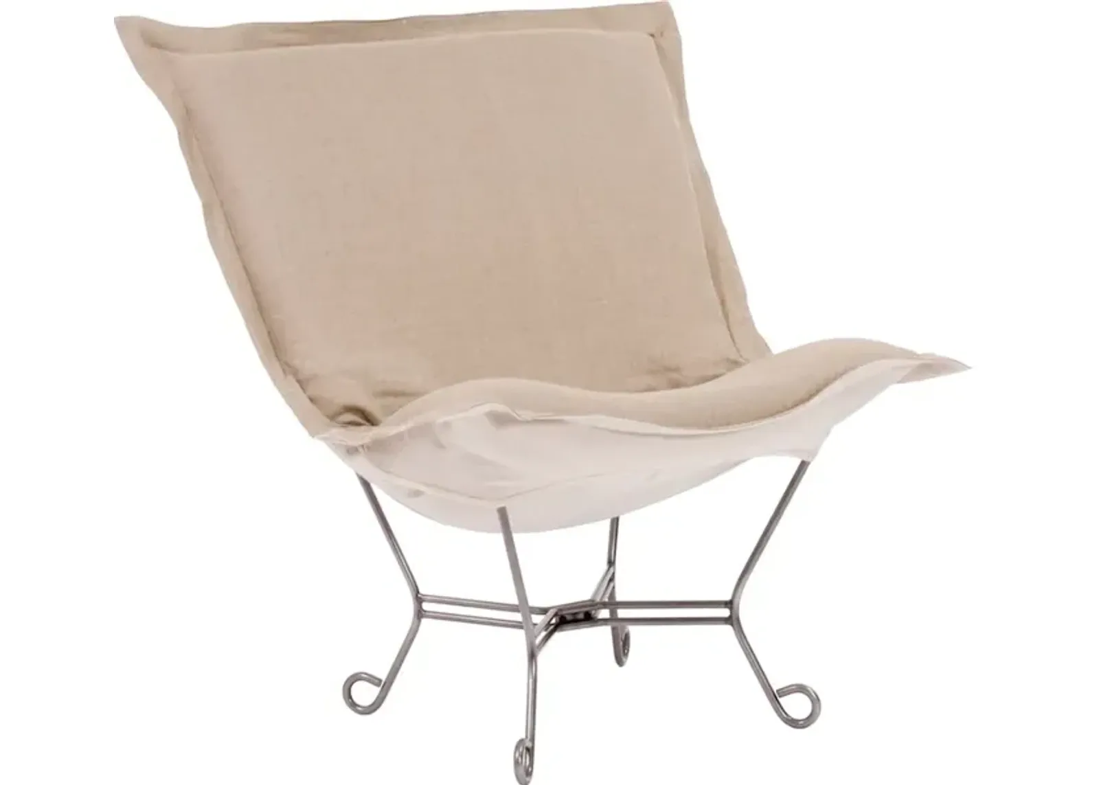 Scroll Puff Chair Linen Slub Natural Titanium Frame