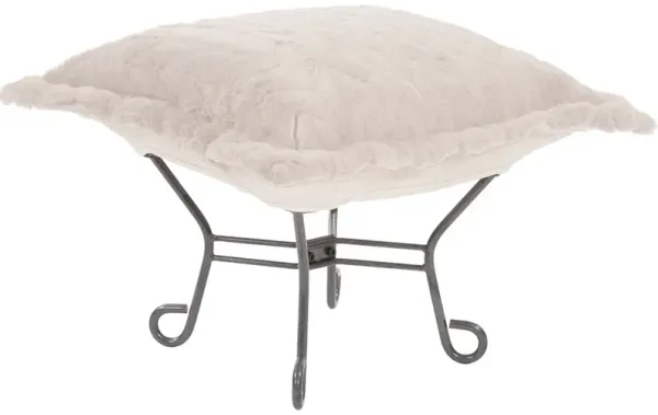 Scroll Puff Ottoman Angora Natural