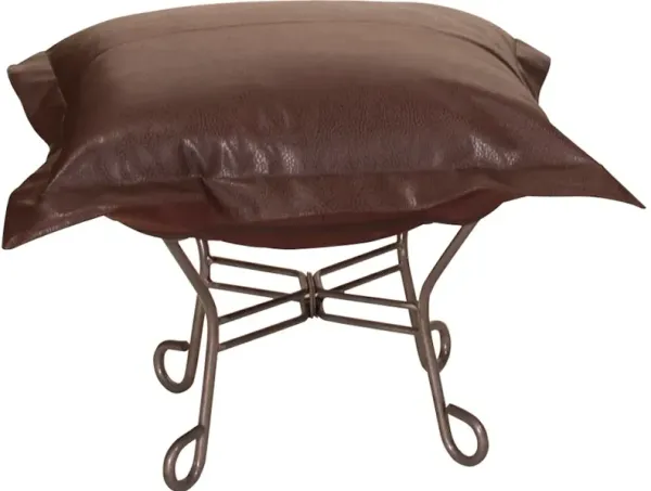 Scroll Puff Ottoman Avanti Pecan Titanium Frame
