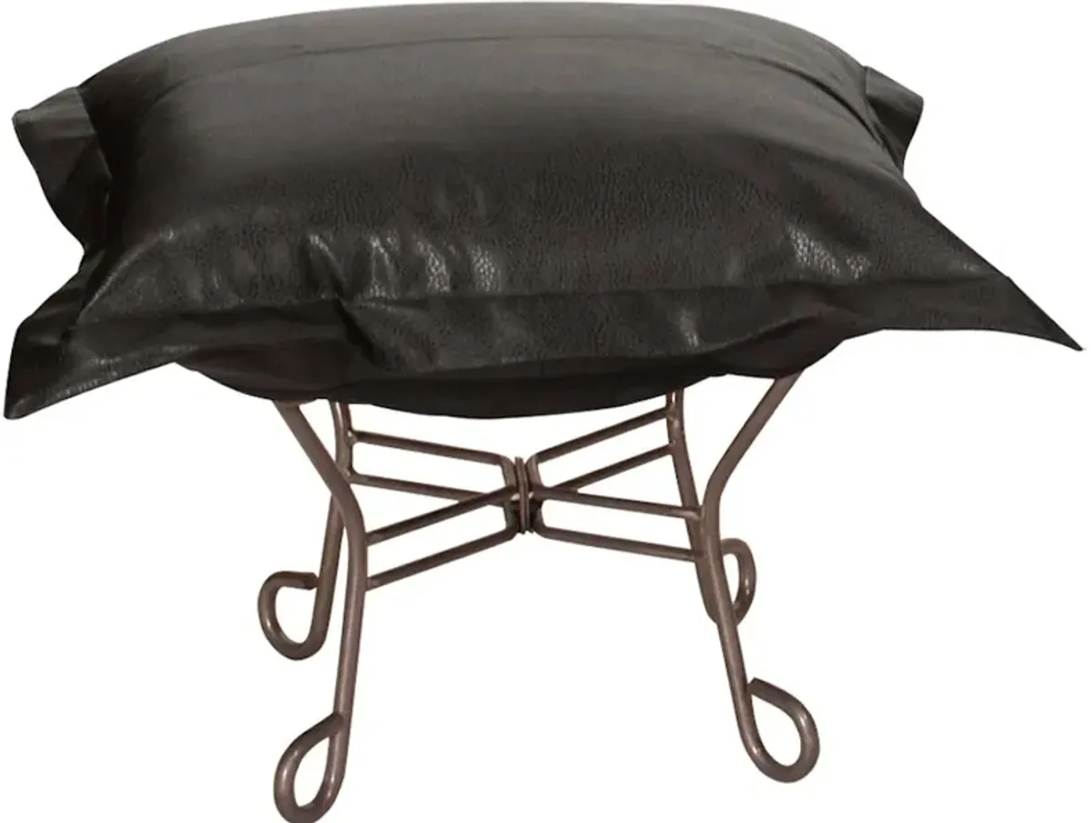 Scroll Puff Ottoman Avanti Black Titanium Frame