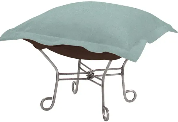 Scroll Puff Ottoman Sterling Breeze Titanium Frame