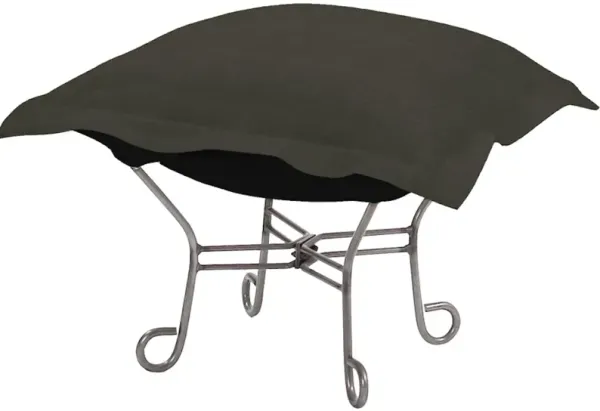Scroll Puff Ottoman Sterling Charcoal Titanium Frame