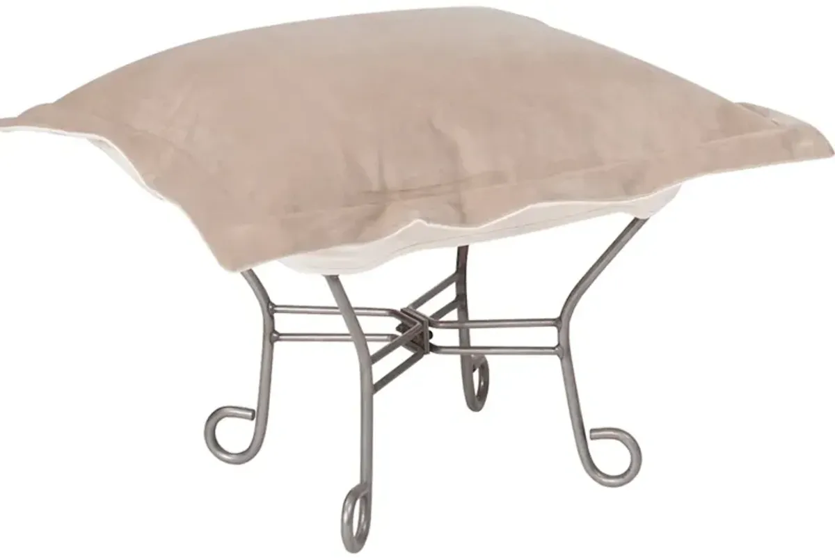 Scroll Puff Ottoman Bella Sand Titanium Frame