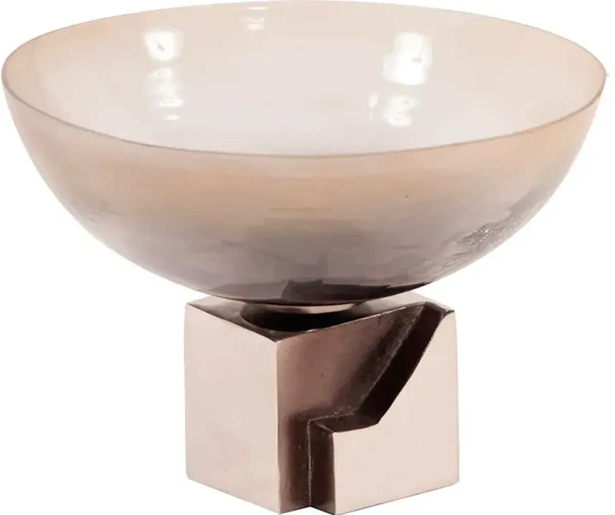 Ombre Glass Bowl on Square Aluminum Base