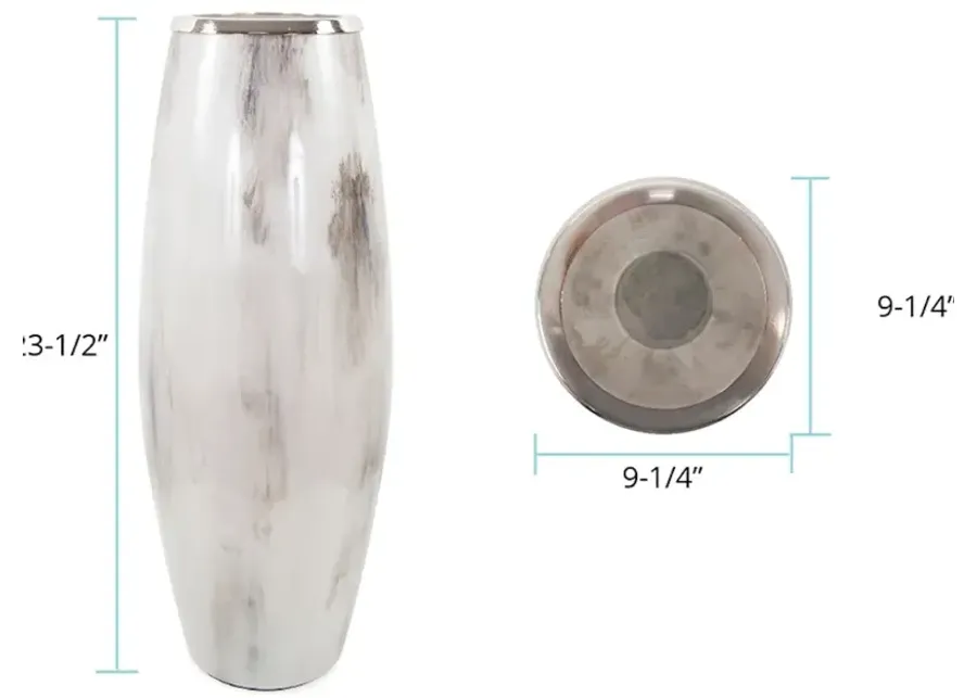 The Sivas Glass Vase with Silver Accents, Tall